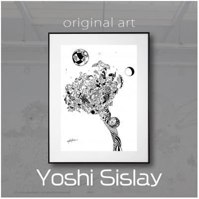 ふるさと納税 高石市 アート作品/Yoshi Sislay(ヨシシスレー) 『Geek Flower』絵画