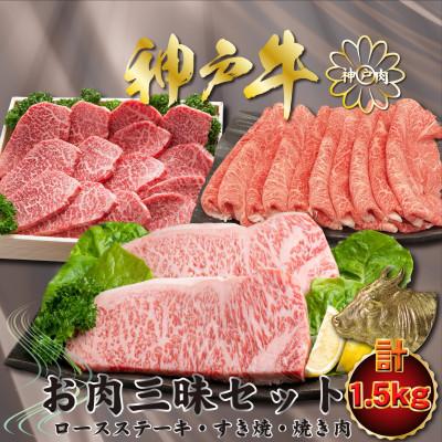 ふるさと納税 川西市 神戸牛(神戸ビーフ)お肉三昧セット 計1.5kg KNLS10 [2026年4月より順次発送]