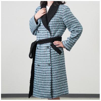 ふるさと納税 羽島市 ファンシーツイードコート(グリーン×ブラック)