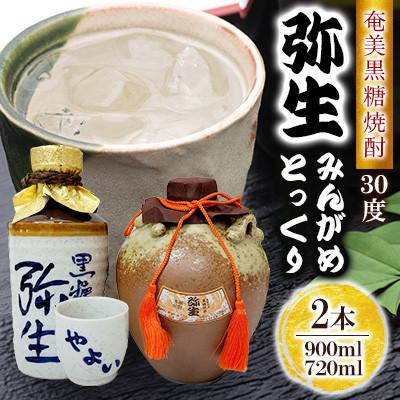 ふるさと納税 奄美市 奄美でしか造れない黒糖焼酎 みんがめ30度900ml&amp;弥生とっくり30度720ml 2本入セット