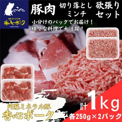 ふるさと納税 合志市 熊本県産『香心ポーク』切り落とし・ミンチセット 各約250g×2パック(計約1kg)(合志市)