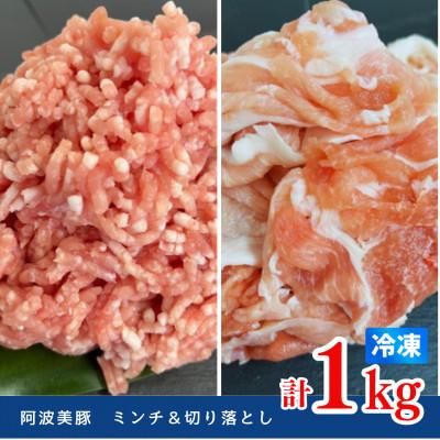 ふるさと納税 阿波市 [冷凍2種計1kg]阿波の金時豚詰合せ(切り落とし+ミンチ) 約500g真空パック/袋