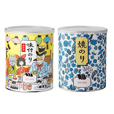 ふるさと納税 大田区 イエローアリスと青い花 (焼のり1缶 味付のり1缶)計184枚セット