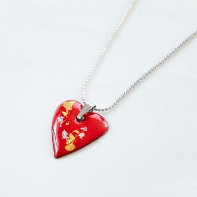 ふるさと納税 太田市 [七宝工芸家 中島たか子]七宝焼 赤いハートペンダント