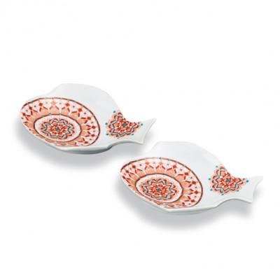 ふるさと納税 能美市 ペア3.8号型打ち皿 赤絵