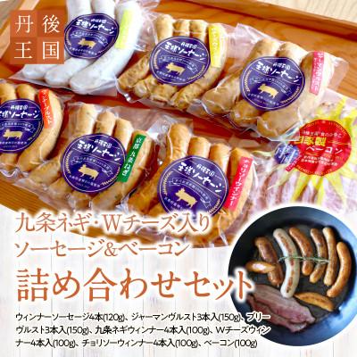 ふるさと納税 京丹後市 食卓を贅沢に!京都[丹後王国]九条ネギ・Wチーズ入りソーセージ&amp;ベーコン 詰め合わせセット