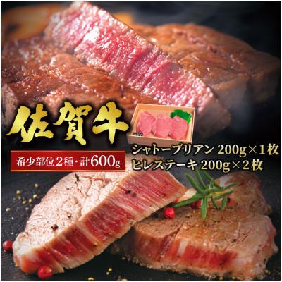 ふるさと納税 大町町 丁寧な手切り仕上げ♪佐賀牛シャトーブリアンステーキ200g・ヒレステーキ400gセット(大町町)