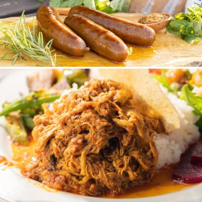 ふるさと納税 大仙市 高梨商店のチキンカレー180g×2食とポークチョリソー3本(210g)×2パックのセット