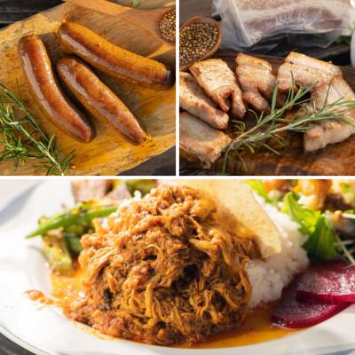 ふるさと納税 大仙市 高梨商店のチキンカレー180g×1食 ポークチョリソー×5本 ベーコン×200g 人気3点セット