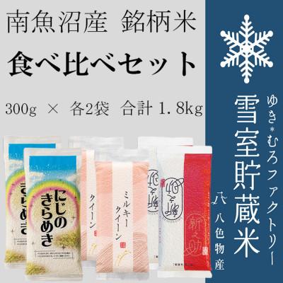 ふるさと納税 南魚沼市 雪室貯蔵米(精米) 3種食べ比べ(にじのきらめき、ミルキークィーン、新之助)計1.8kg