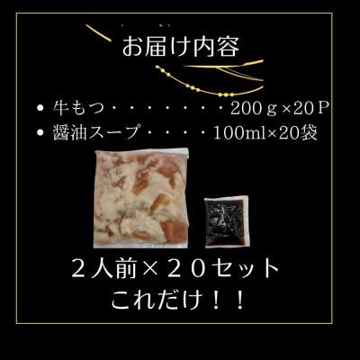 ふるさと納税 大川市 訳ありの〆なし!!ちゃんぽん麺なし!醤油スープのもつ鍋セット40人前(大川市)_3