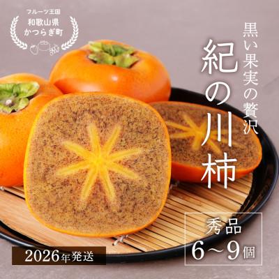 ふるさと納税 かつらぎ町 先行予約! 紀の川柿(果実の中身が黒い!黒蜜柿)希少栽培! 秀品6個〜9個 こだわり農家厳選!