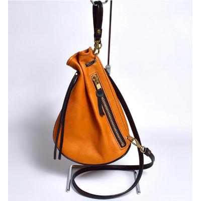 ふるさと納税 千曲市 巾着ショルダー:信州鹿革 DHB-100/キャメル