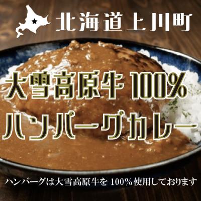ふるさと納税 上川町 国産牛 大雪高原牛100%ハンバーグカレー250g 有名店ガクヤバーガー監修の男前仕立て 常温保存可