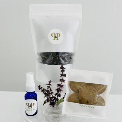 ふるさと納税 十和田市 ホーリーバジル癒しの3種各1個セット(ハーブティー・クッキー・アロマスプレー)