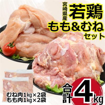 ふるさと納税 日向市 宮崎県産若鶏4kgセット(もも2kg むね2kg)(日向市)