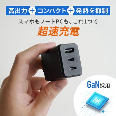 ふるさと納税 海老名市 最大65W出力 USB Type-C×2 USB Type-A×1 AC充電器 ブラック