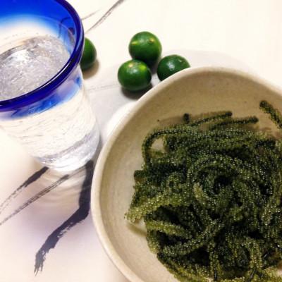 ふるさと納税 伊是名村 伊是名島産海ぶどう3袋&amp;泡盛いぜな島ワンカップ3本セット