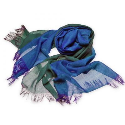 ふるさと納税 西桂町 [KASANE]日本製 天然素材 手洗い可 二重織ウールガーゼストール (孔雀色)