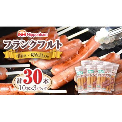 ふるさと納税 筑西市 日本ハム「筑西工場」業務用 フランクフルト 30本セット(10本×3袋) 切れ目入り・串付き