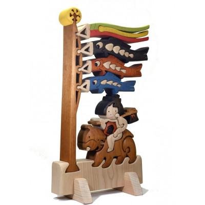 ふるさと納税 河内長野市 コイノボリ(金太郎色付き)知育玩具 木製パズル