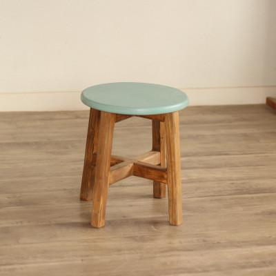 ふるさと納税 美幌町 座面の広いスツール ライトブルー×オーク[申込後に製作いたします]