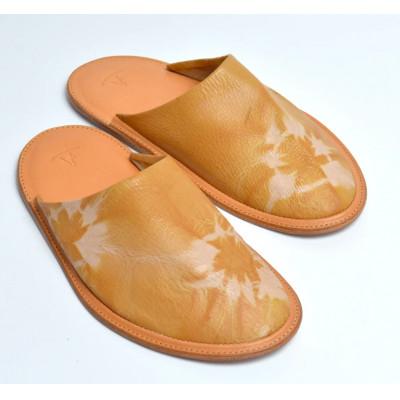 ふるさと納税 千曲市 信州鹿革:杏染革ルームスリッパ Lサイズ