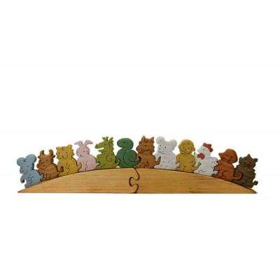 ふるさと納税 河内長野市 干支の行進 色付き 木製パズル 知育玩具