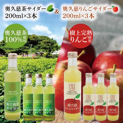 ふるさと納税 大子町 [数量限定]奥久慈りんごサイダー・奥久慈茶サイダー 200ml×各3本 計6本セット|茨城県 大子町