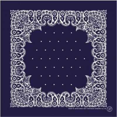 ふるさと納税 長浜市 浜ちりめんシルク100%の洗濯機でも洗えるシルクスカーフ(53×53)Navy-ペイズリー柄