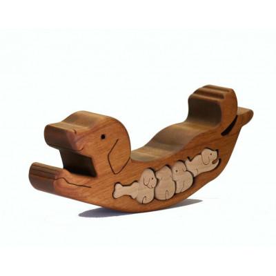 ふるさと納税 河内長野市 イヌゆらゆら 知育玩具 木製パズル