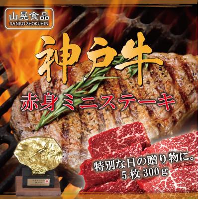 ふるさと納税 豊岡市 神戸牛ミニステーキ300g (5枚)[FSN03[山晃食品]]