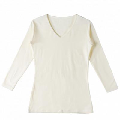 ふるさと納税 松山市 レディース 長袖 Vネックあったかインナー 2枚組 WCPM-04W オフホワイト Mサイズ