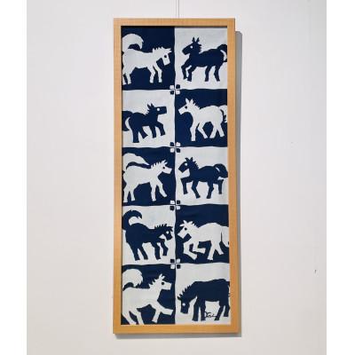 ふるさと納税 竹田市 藍型染の手ぬぐい[仔馬]