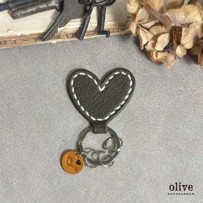 ふるさと納税 宇部市 [one]ハートのキーホルダー(オリーブ)