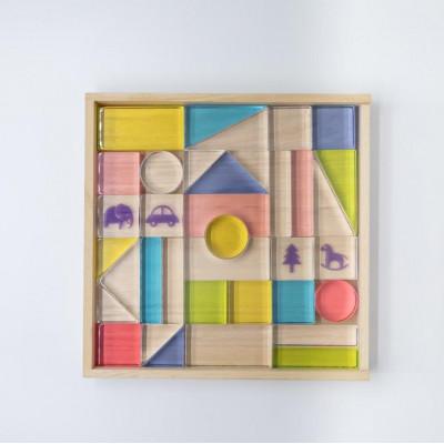 ふるさと納税 河内長野市 おもちゃを閉じ込めたアクリル積み木 36ピース ミックス HIKARINOTOY