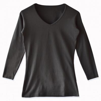 ふるさと納税 松山市 メンズ 長袖 Vネックあったかインナー 2枚組 21FW-0005 ブラック 2XLサイズ