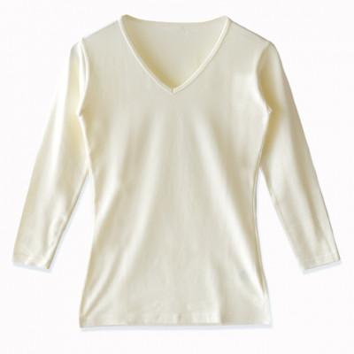 ふるさと納税 松山市 レディース 長袖 Vネック秋冬肌着 2枚 21FW-0005W 白 L YOSHIDA SHIRTS