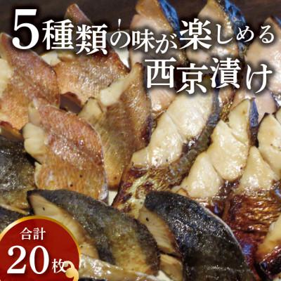 ふるさと納税 柏市 5種類の味が楽しめる西京漬け 20枚(銀鱈、銀ヒラス、ホッケ、赤魚等) CG-65D