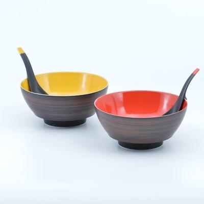 ふるさと納税 佐賀県 究極のラーメン鉢レンゲセット 黒朱刷毛山吹釉赤
