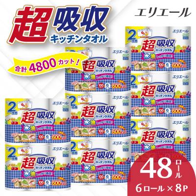 ふるさと納税 島田市 エリエール 超吸収キッチンタオル(100カット)6ロール×8セット