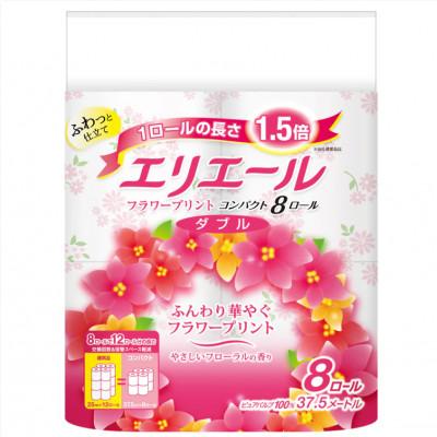 ふるさと納税 島田市 エリエールトイレットティシューフラワープリント コンパクト 8ロール×12セット(ダブル)