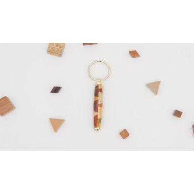 ふるさと納税 日南町 寄木のキーホルダー・三角チェック