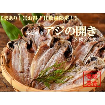 ふるさと納税 壱岐市 [訳あり][数量限定]長崎県産あじの開き(3枚×3袋)