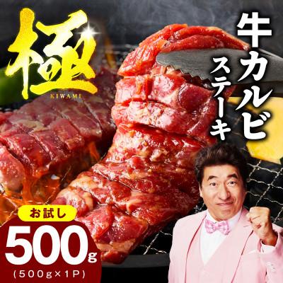 ふるさと納税 泉佐野市 [お試し]赤身カルビステーキ 焼肉用 500g×1P[氷温熟成×特製ダレ]
