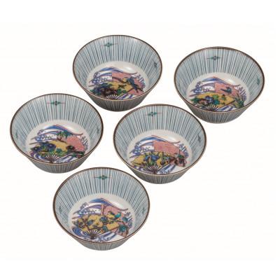 ふるさと納税 能美市 九谷焼 4.5号小鉢揃・扇絵変り(5枚セット)