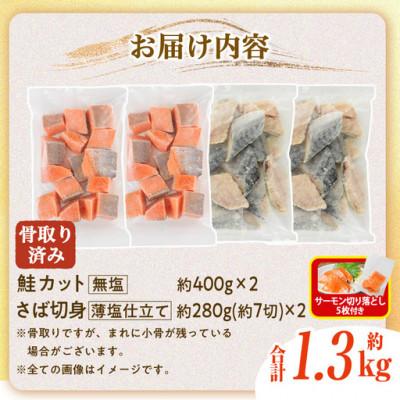 ふるさと納税 門川町 骨取りさば切身と鮭カットのセット(合計約1.3kg)サーモン切り落とし付き |  | 03