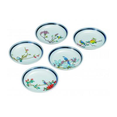 ふるさと納税 能美市 九谷焼 4.5号皿揃・花鳥絵変り(5枚セット)