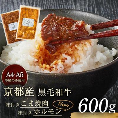 ふるさと納税 亀岡市 [A4,A5]京都産黒毛和牛 味付け焼肉 こま切れ・ホルモンセット 600g[焼肉専門店 平壌亭]