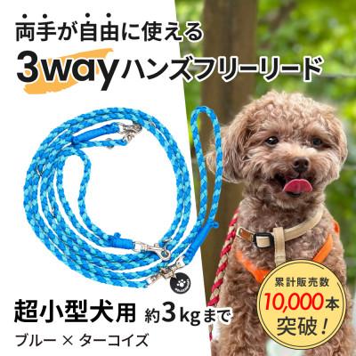 ふるさと納税 掛川市 [犬用リード]3WAYハンズフリーリード(超小型犬用)ブルー×ターコイズ[ゴールデンママ]